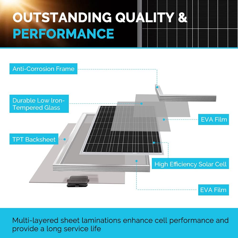 200 Watts 12 Volts Monocrystalline Solar Panel Kit with 30A Charge Controller A368