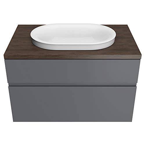 33 in. Above Counter Sink Top with Single Faucet Hole in Walnut N1564