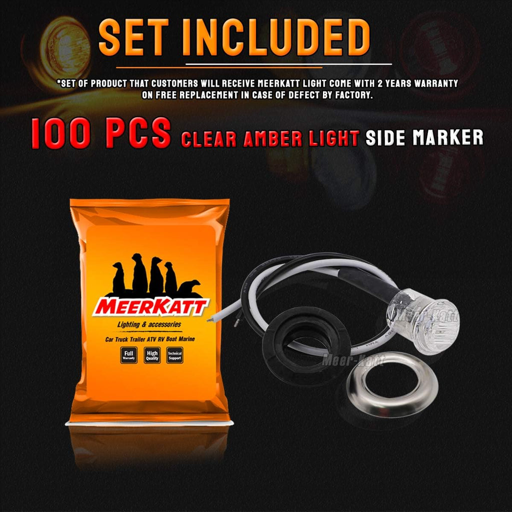 3/4 Inch Round Amber LED Side Marker Lights 100 Pack Q66853