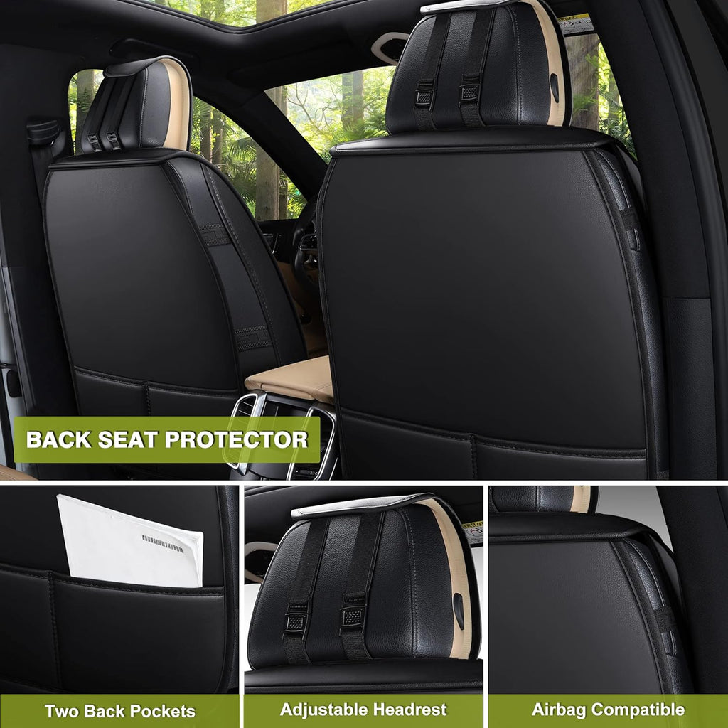 Leather Car Seat Covers Front Pair Black Blue J840