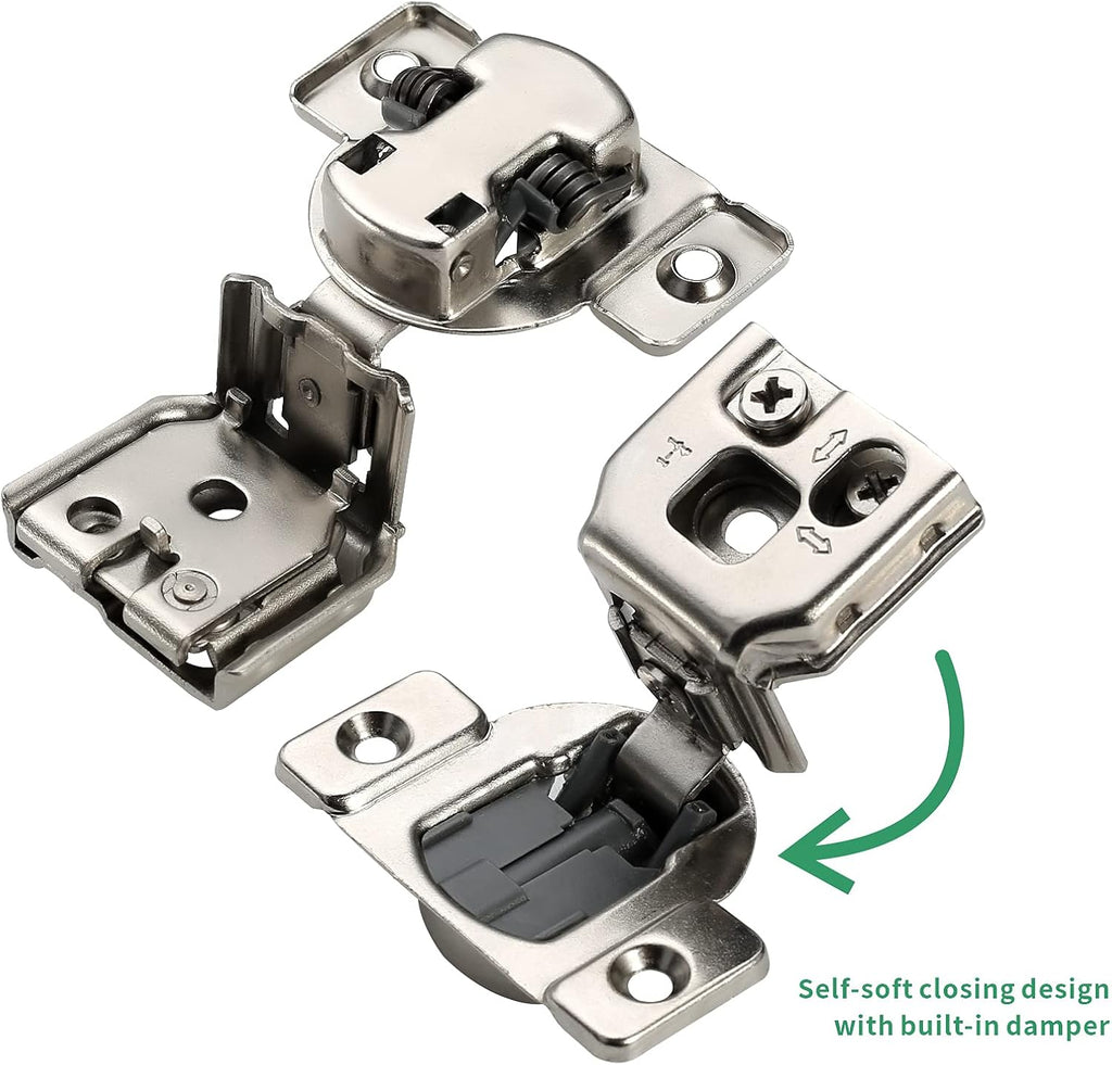 10 Pack 1/2 Inch Soft Close Cabinet Hinges Nickel Plated with Screws T922799