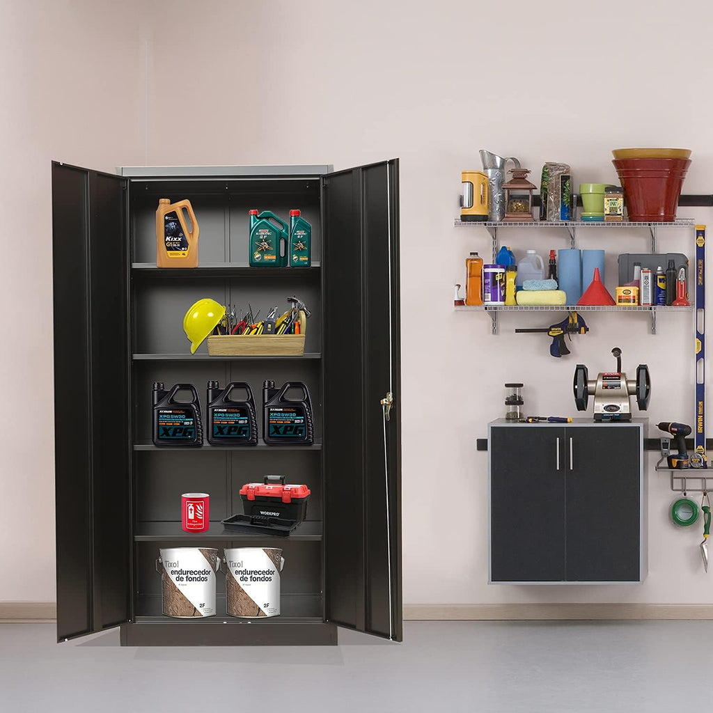 Lockable Steel Storage Cabinet with 2 Doors and 4 Shelves Y9619