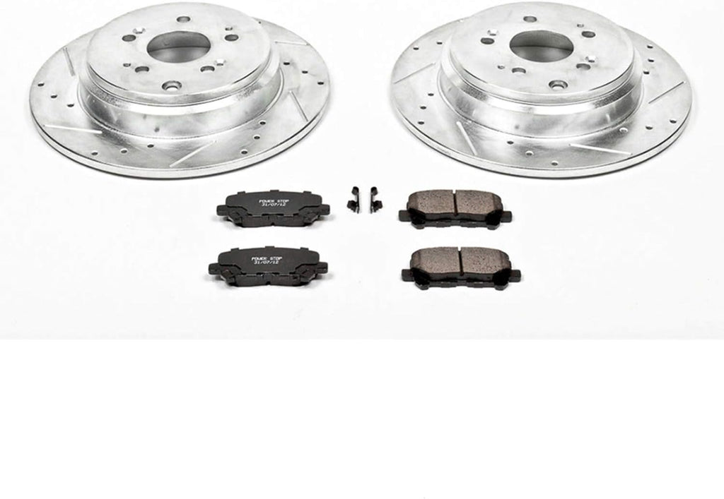 Rear Z23 Carbon Fiber Brake Pads with Drilled & Slotted Brake Rotors Kit P3241