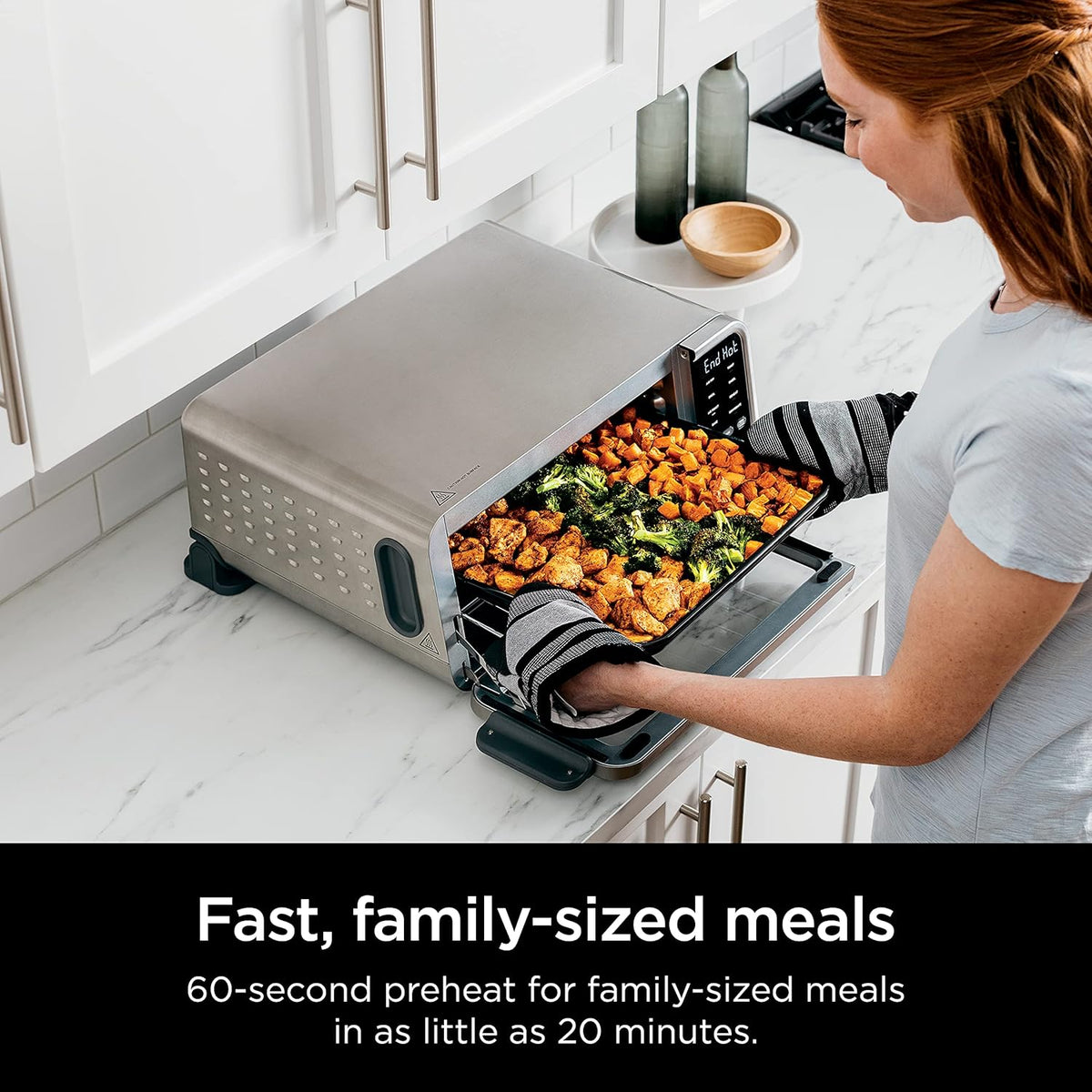 8-in-1 Digital Air Fry Oven with Air Fry Basket, Wire Rack & Crumb Tray, Silver U356372