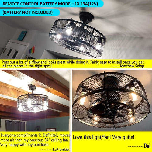 20In Caged Ceiling Fan with Light, Black L710252