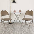 Beige Vinyl Metal Folding Chair E591