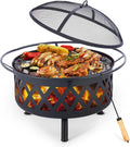 30-Inch Round Wood Burning Fire Pit with BBQ Grill Z5887