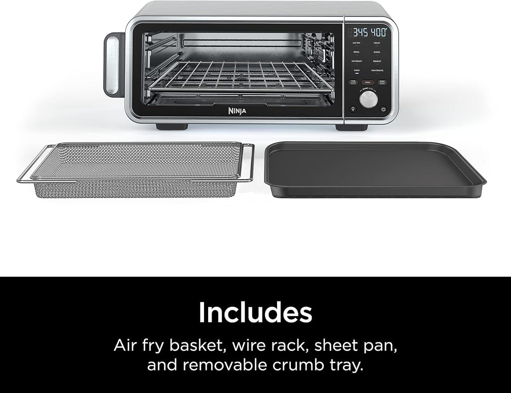 8-in-1 Digital Air Fry Oven with Air Fry Basket, Wire Rack & Crumb Tray, Silver U356372
