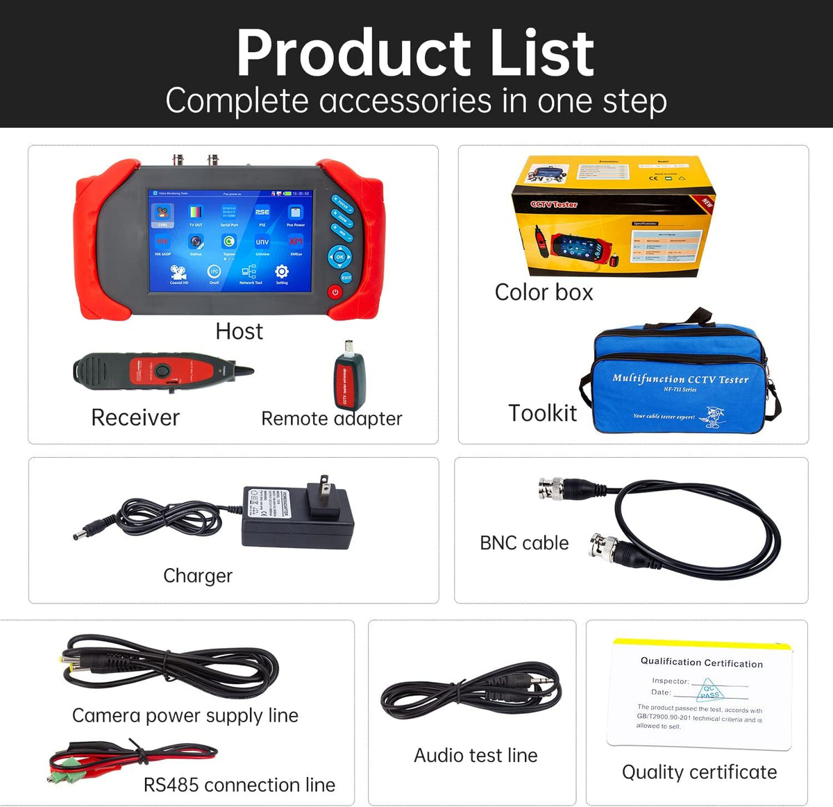 7 Inch IPS Touch Screen CCTV Monitor Camera Tester J1310