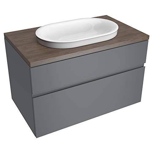 33 in. Above Counter Sink Top with Single Faucet Hole in Walnut N1564