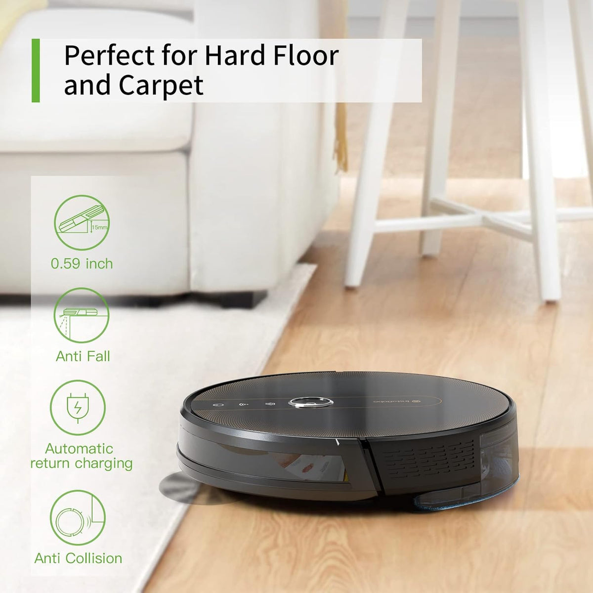 Black Robot Vacuum and Mop, 2000Pa Q42280