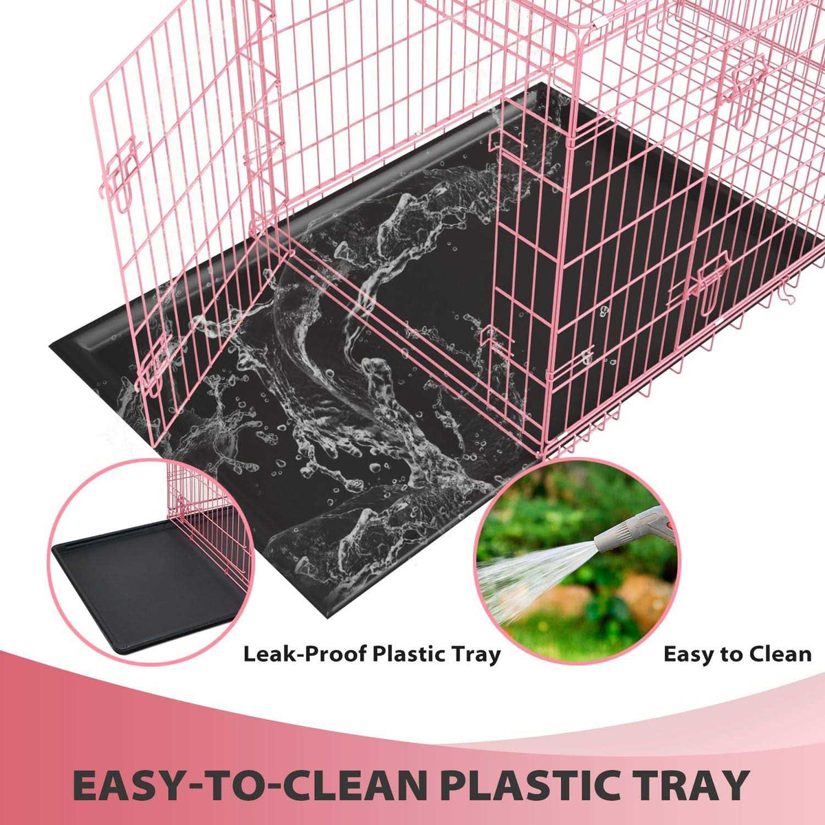 48 Inch Folding Wire Dog Crate with Double-Door A3711