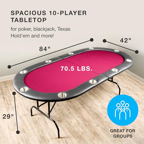 10-Person Foldable Poker Table with Speed Cloth and Stainless Steel Cupholders S888