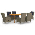 7 Piece Acacia Wood Patio Dining Set with Cushion W58568