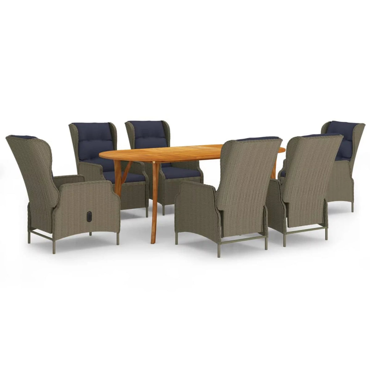 7 Piece Acacia Wood Patio Dining Set with Cushion W58568