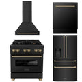 30 Dual Fuel Range, Range Hood, Refrigerator, Dishwasher in Black S543