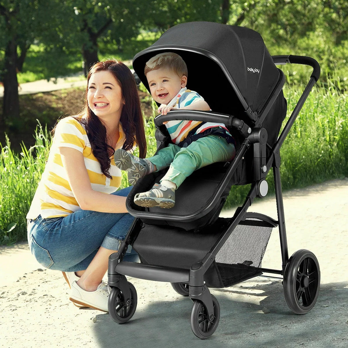 Foldable Baby Stroller Black N656727