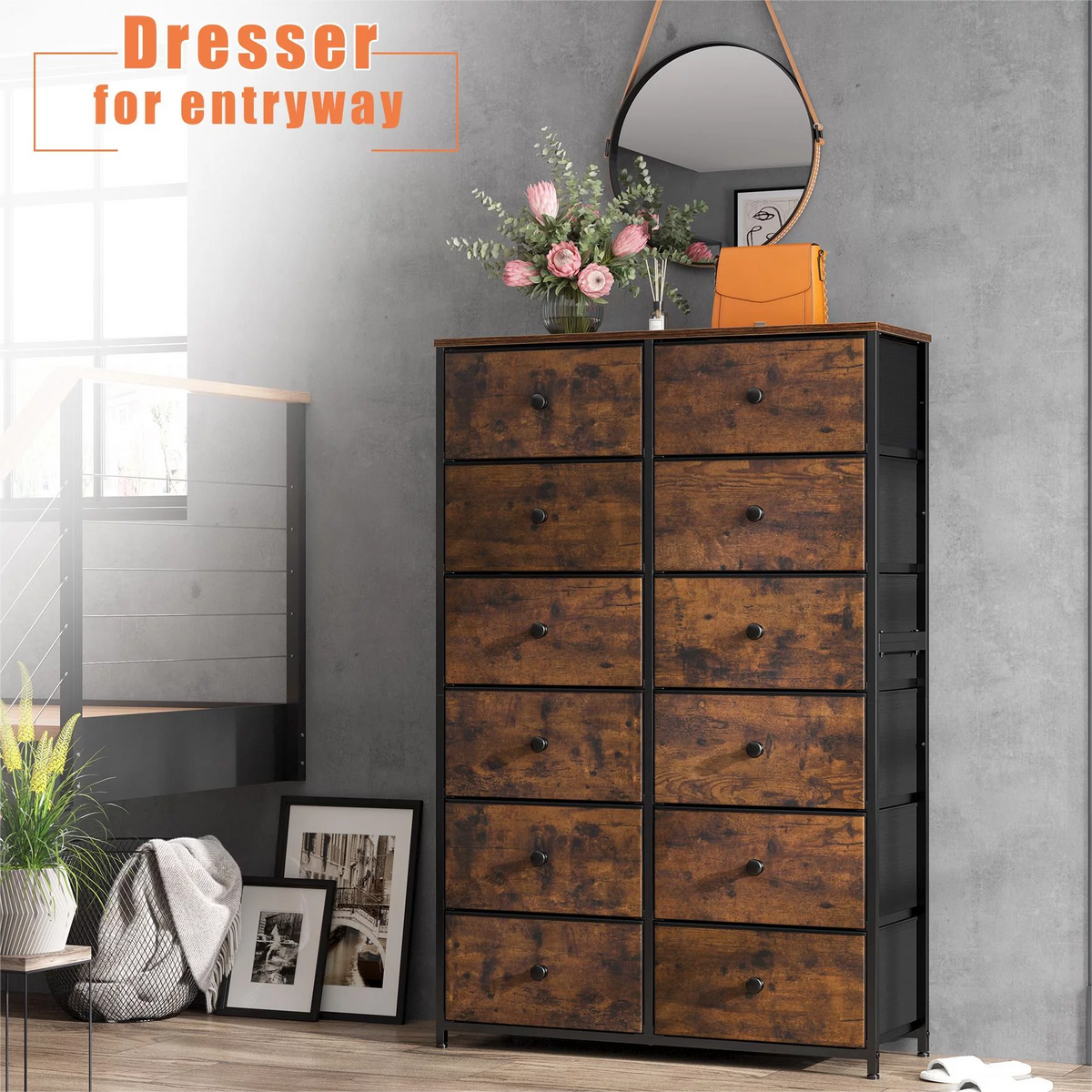 Set of 2 12 Drawer Fabric Dresser G288