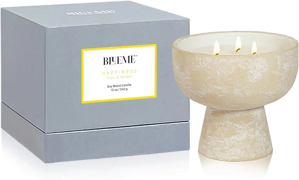 Yuzu & Ginger 3 Wick Refillable Soy-Wax Blend Ceramic Candle D10081