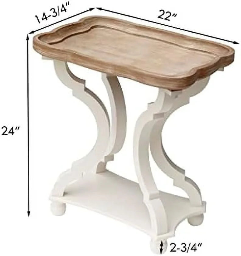 Farmhouse Wood Accent Table with Tray Top K6484