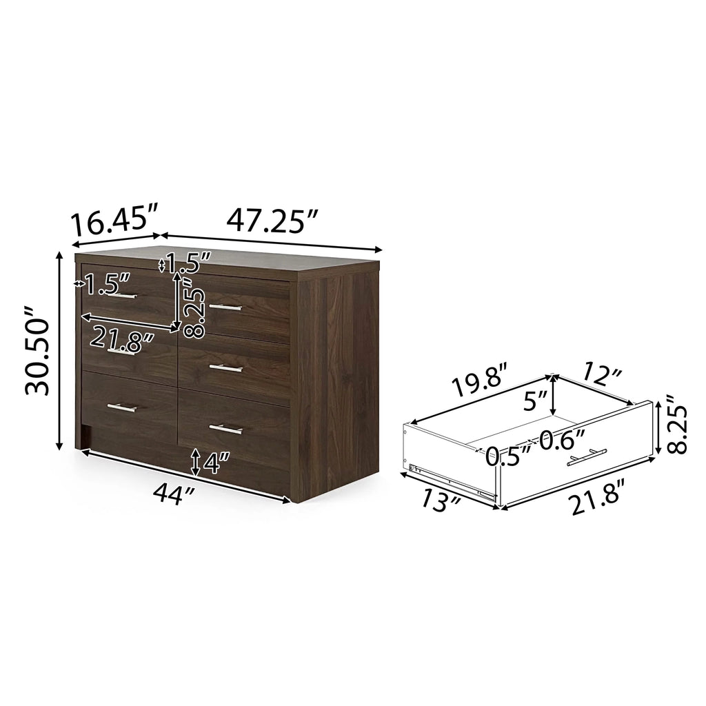 Faux Wood 6 Drawer Double Dresser X54025