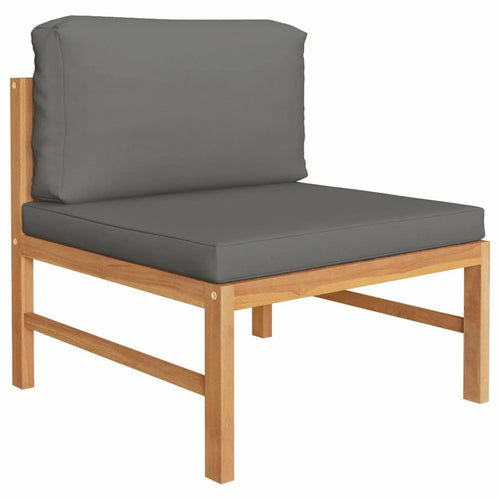2 Piece Patio Set with Dark Gray Cushions Teak Wood F301
