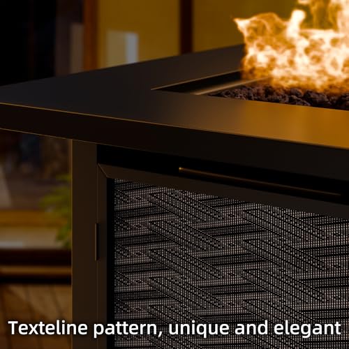 28 Inch 50,000 BTU Square Propane Fire Pit Table with Lava Rocks and Lid K369179