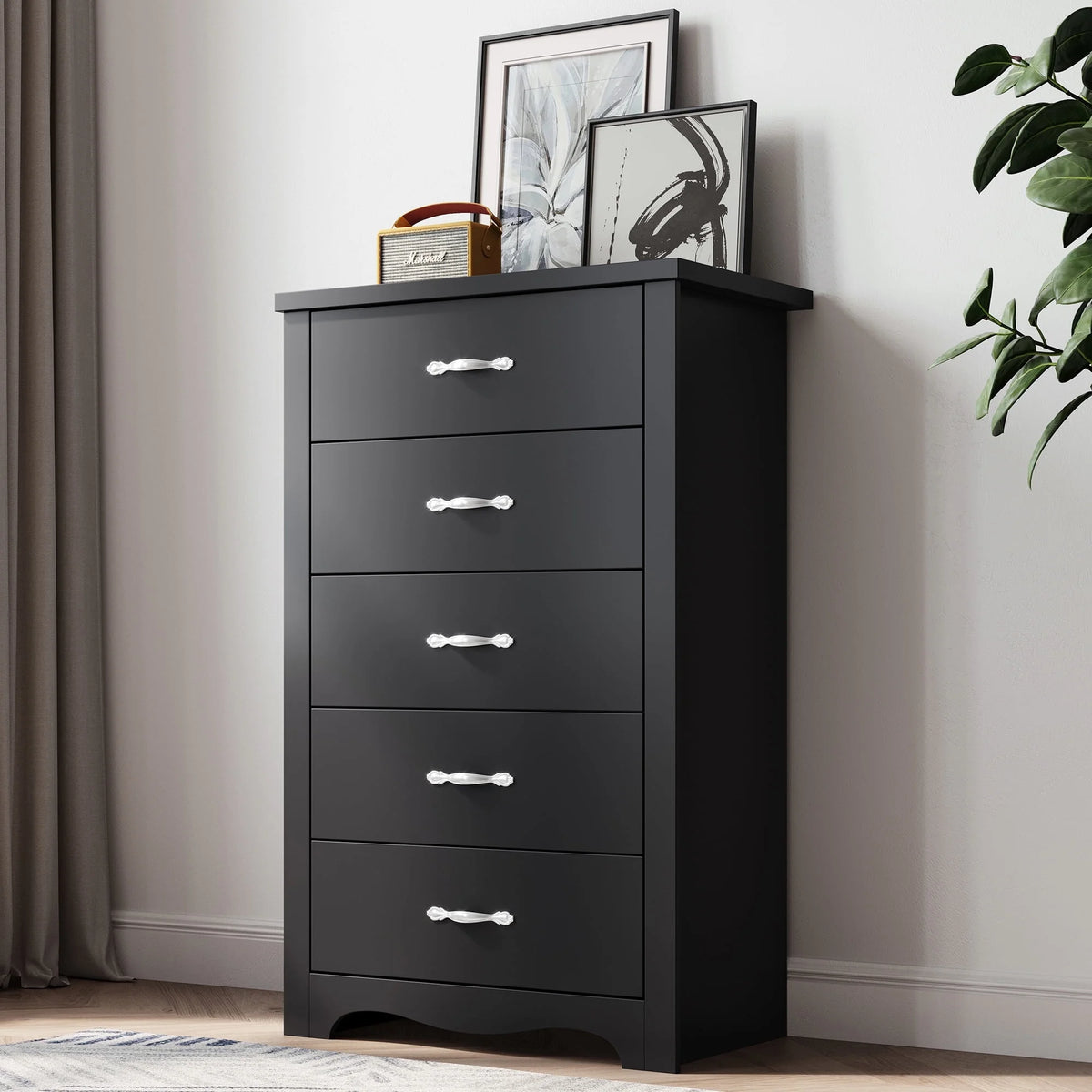 Black 5 Drawer Dresser K7005