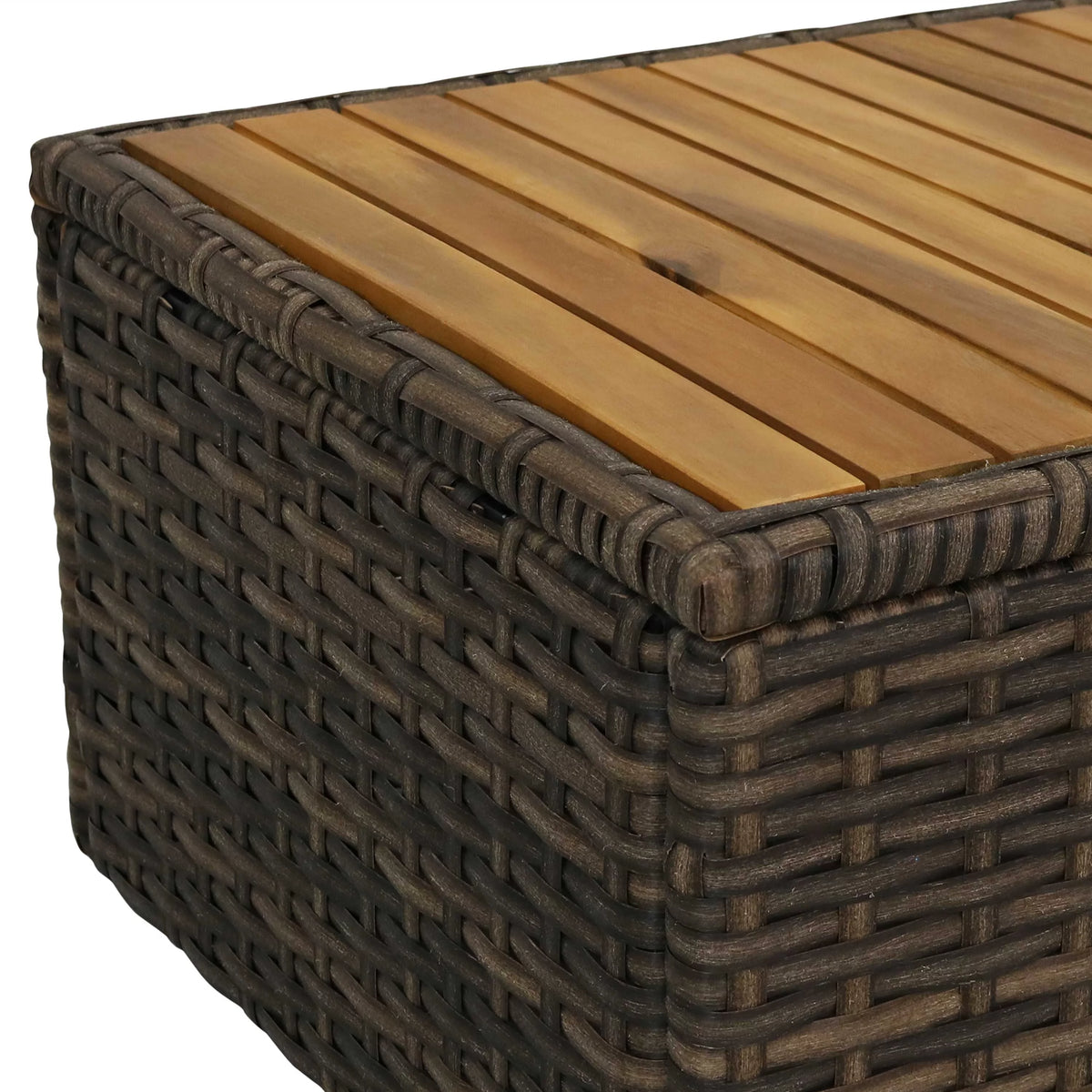 Rattan and Acacia Wood 4pc Patio Conversation Furniture Set with Cushions J533738