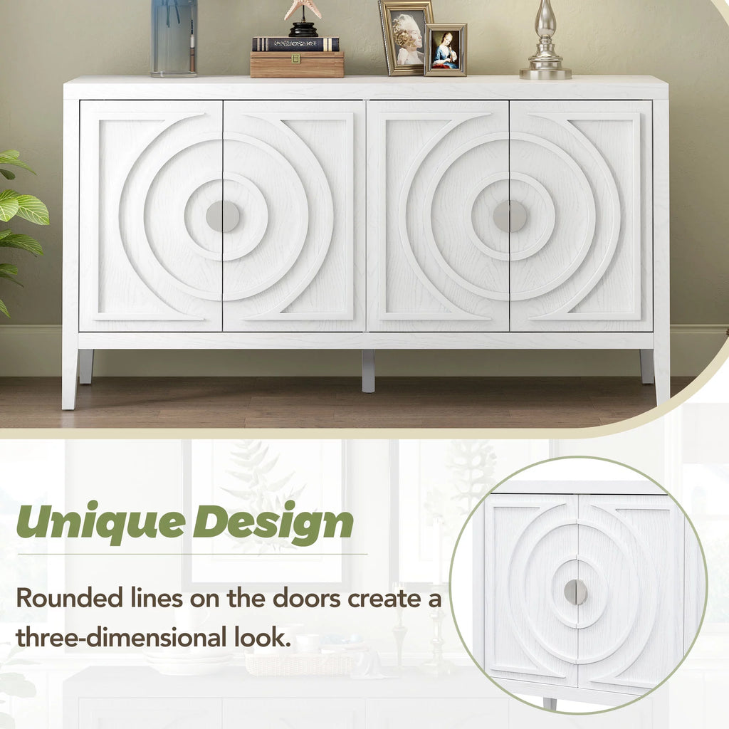 White 4 Door Wooden Accent Cabinet with Adjustable Shelves N77618