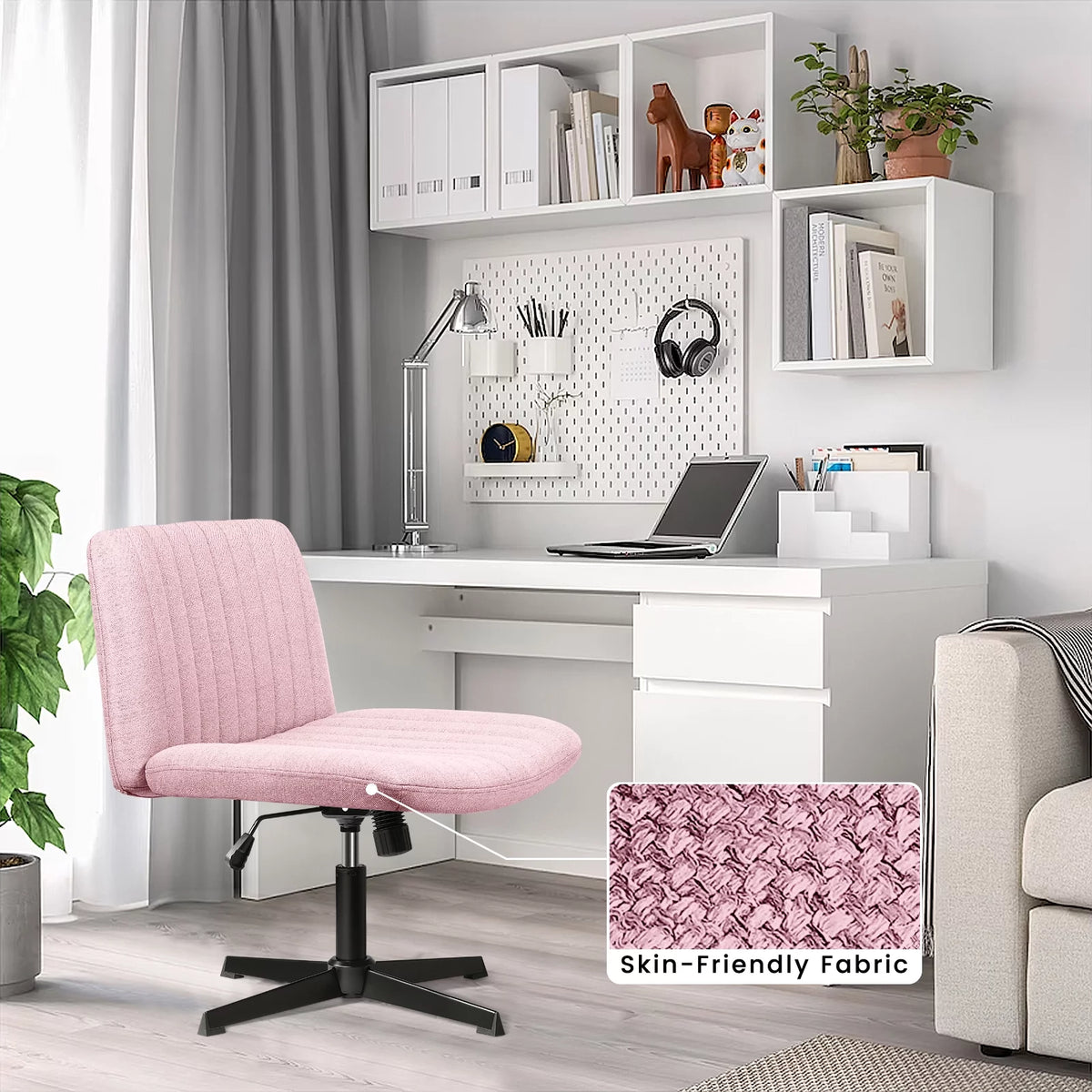Armless Fabric Padded Swivel Desk Chair Z4578