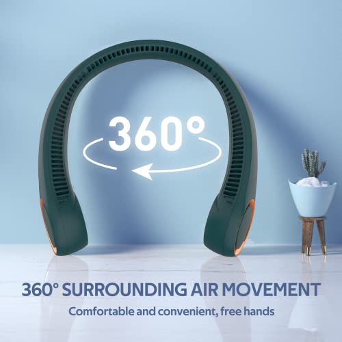 Portable Hands Free Bladeless Neck Fan 4000mAh USB Rechargeable Black D2886