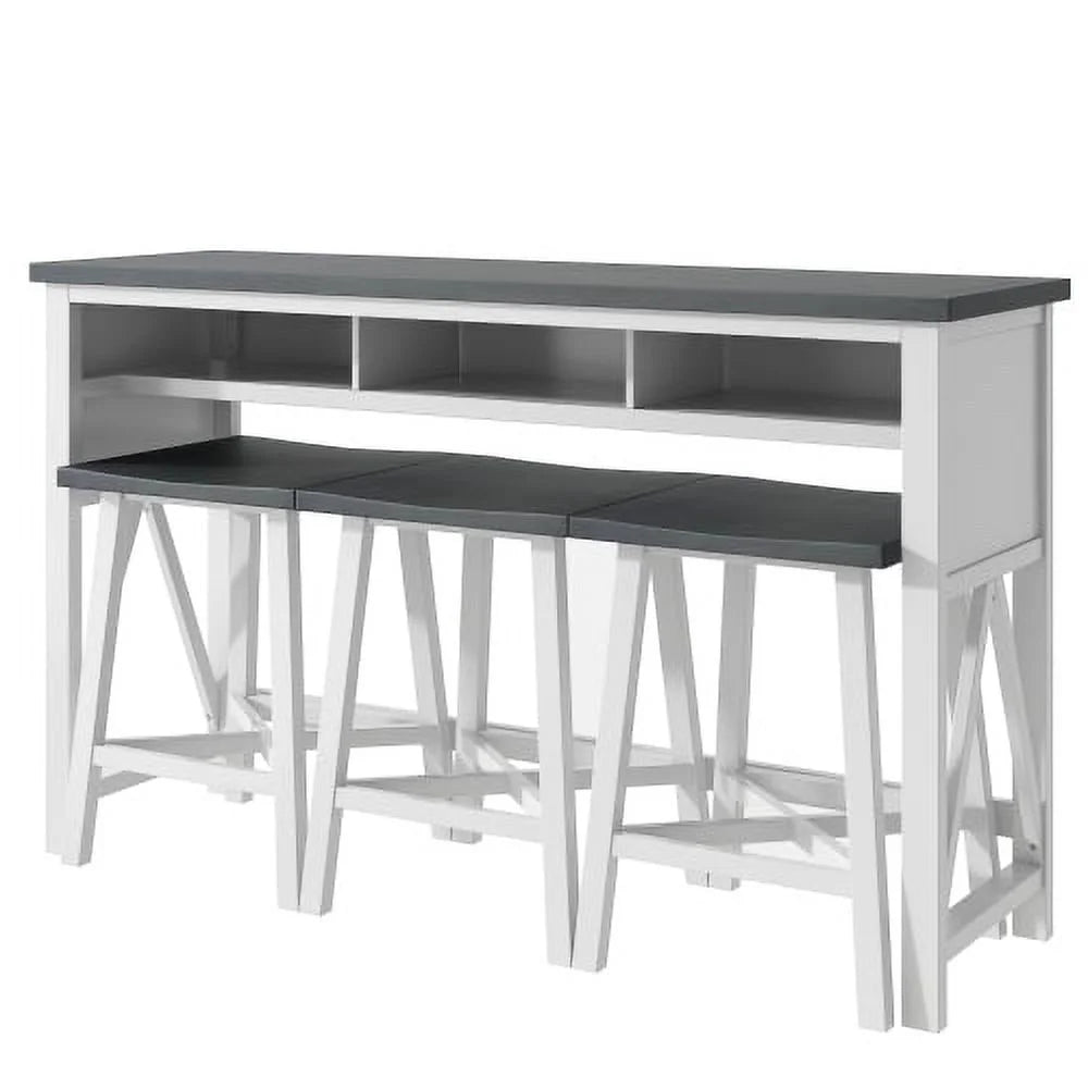 4-Piece Counter Height Dining Table Set with 3 Stools S75096