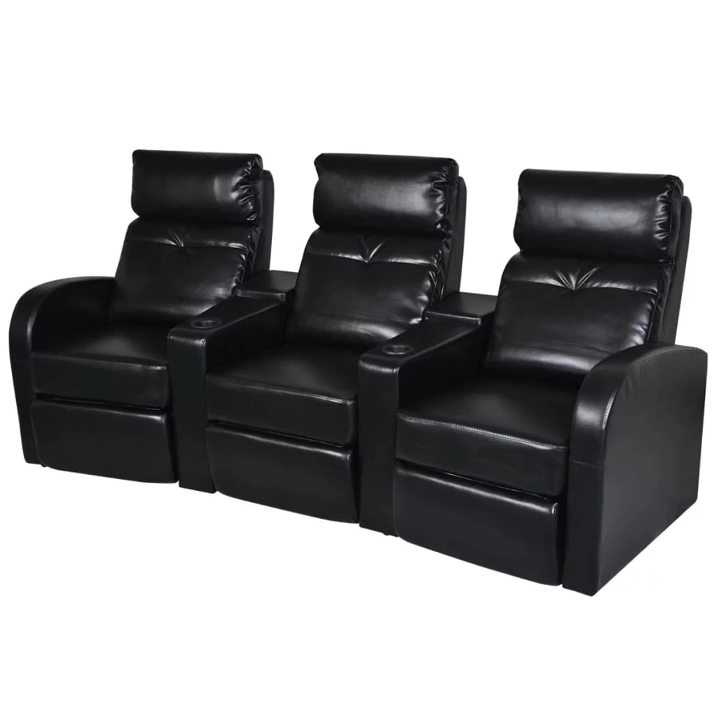 3-Seater Bonded Leather Recliner Sofa with Cup Holder D2840