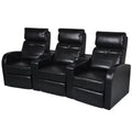 3-Seater Bonded Leather Recliner Sofa with Cup Holder D2840