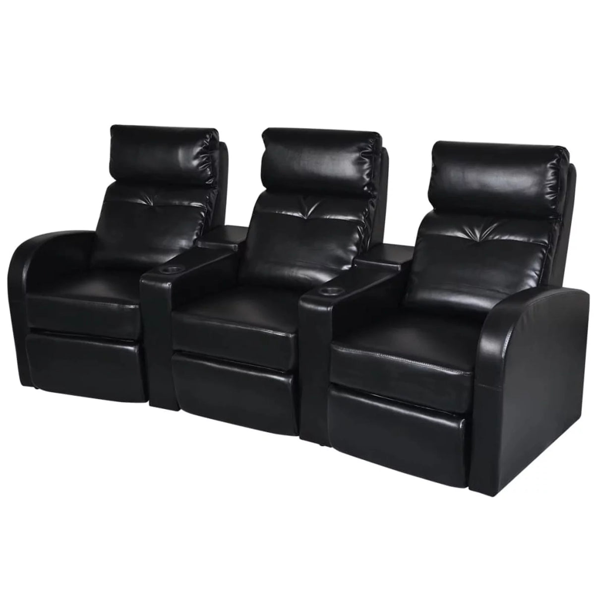 3-Seater Bonded Leather Recliner Sofa with Cup Holder D2840