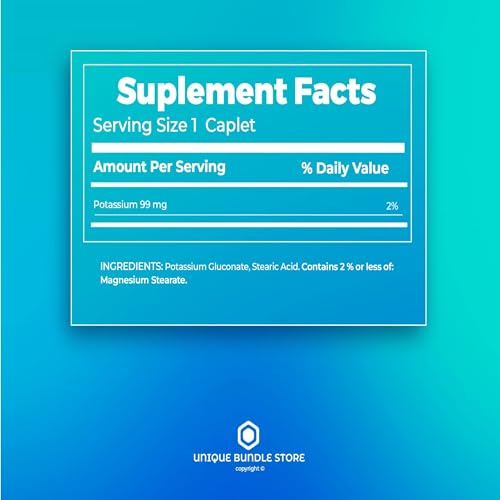 Potassium Supplement 99 mg 250 Caplets Pack of 2 O1505