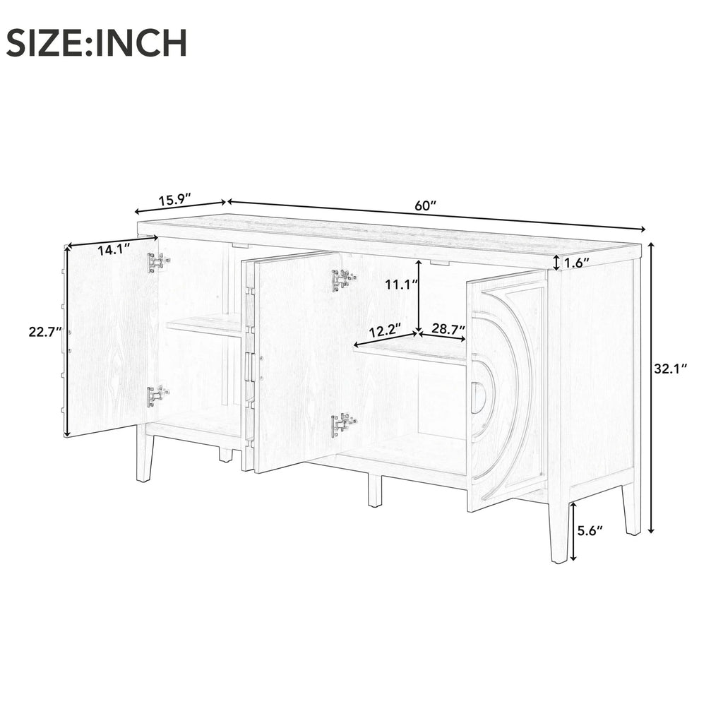 White 4 Door Wooden Accent Cabinet with Adjustable Shelves N77618