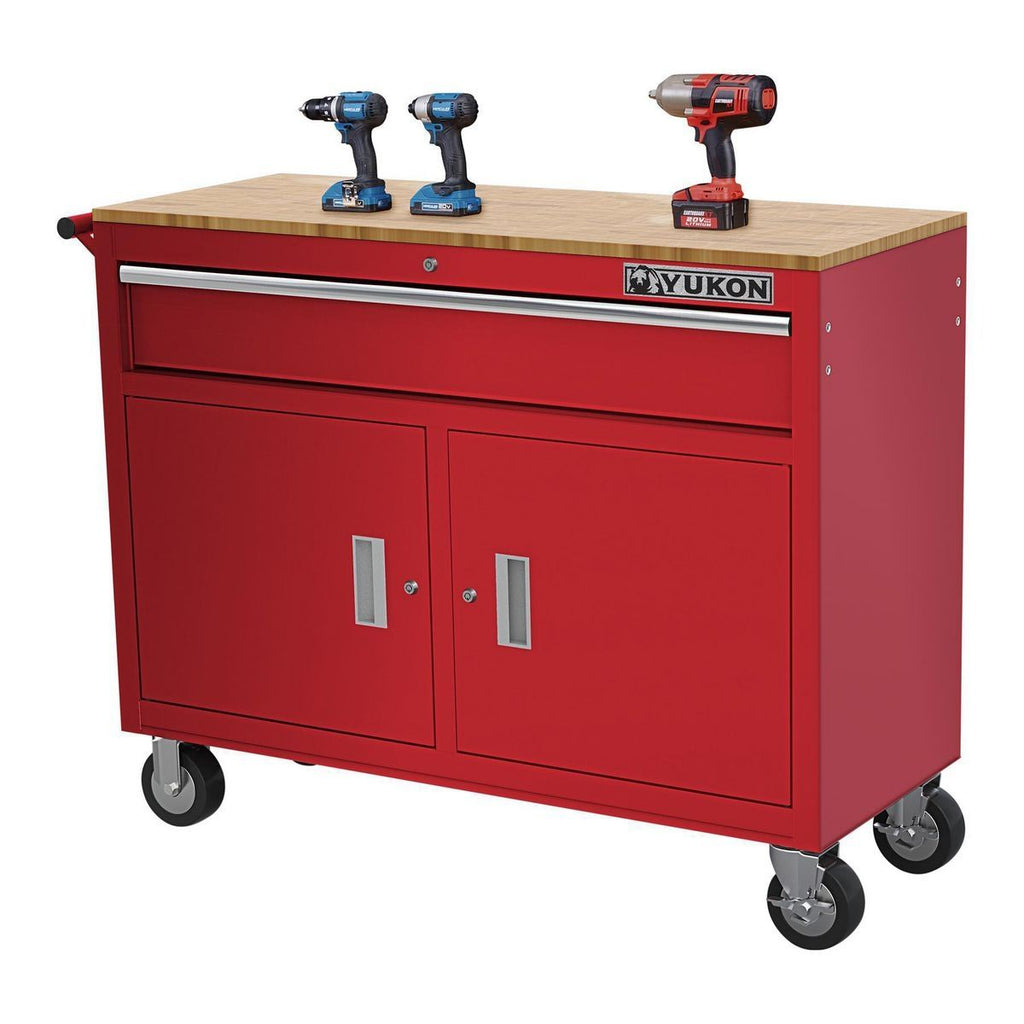 46 in. Mobile Workbench with Solid Wood Top D7626
