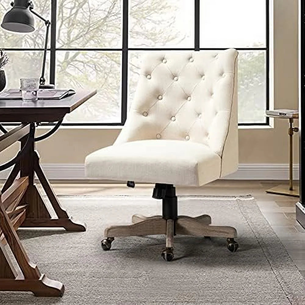 Beige Tufted Upholstered Armless Office Chair X81944