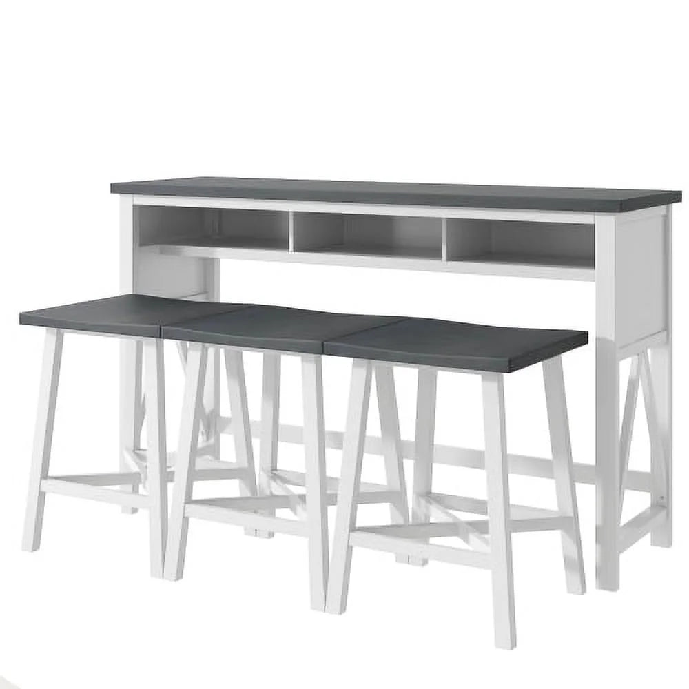 4-Piece Counter Height Dining Table Set with 3 Stools S75096
