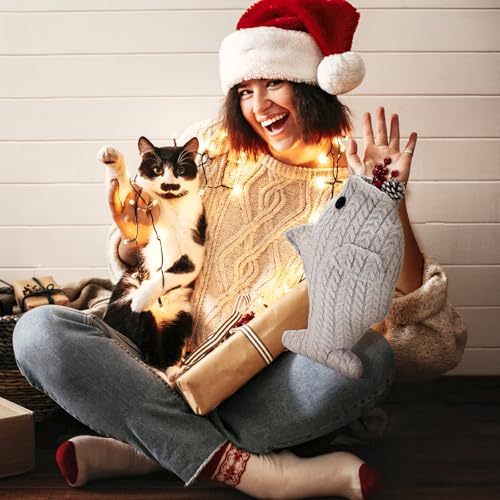 3 Pcs Large Knit Cat Christmas Stocking X15397