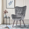 Gray Velvet Tufted Wing Back Accent Chair K7284