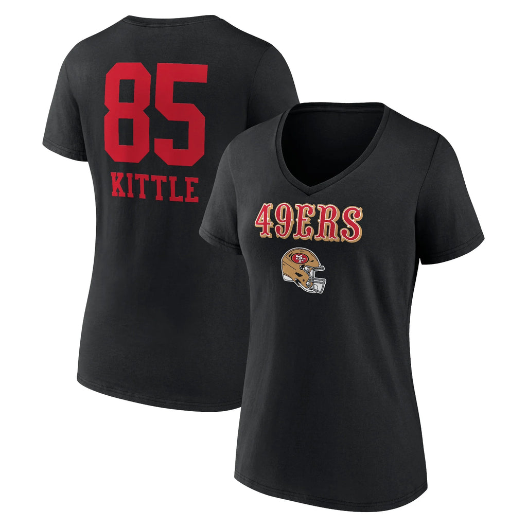 Women's Black V-Neck T-Shirt D5597