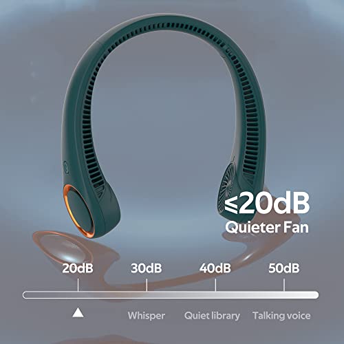 Portable Hands Free Bladeless Neck Fan 4000mAh USB Rechargeable Black D2886