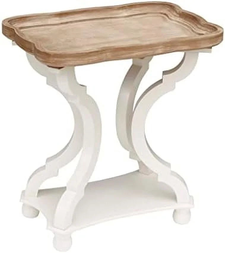 Farmhouse Wood Accent Table with Tray Top K6484