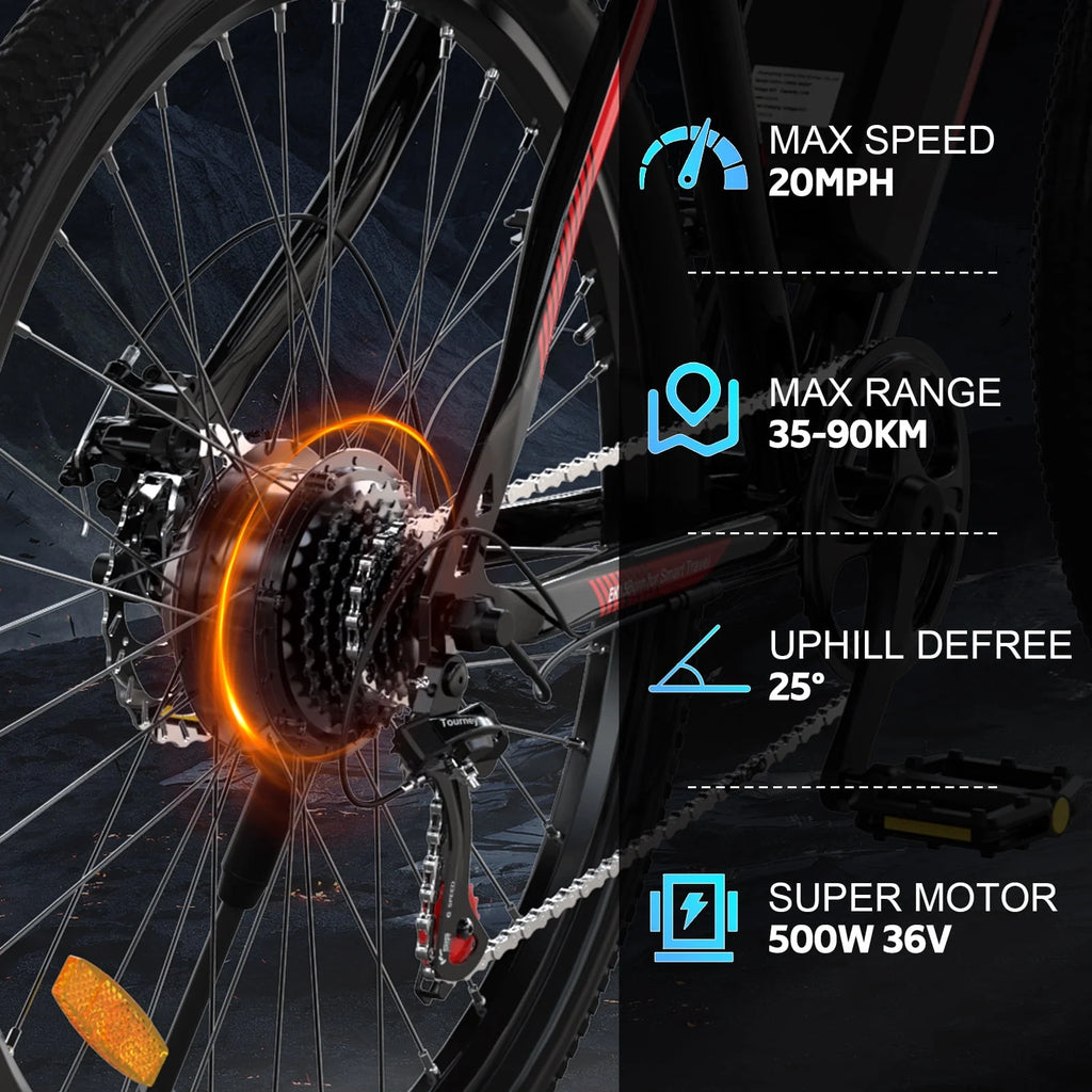 500W 26 Electric Bike 20MPH 36V 12Ah 7 Speed K37642