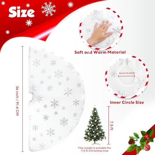 Christmas Tree Skirt 36 Inch Plush Gold Sequin Snowflake B35196