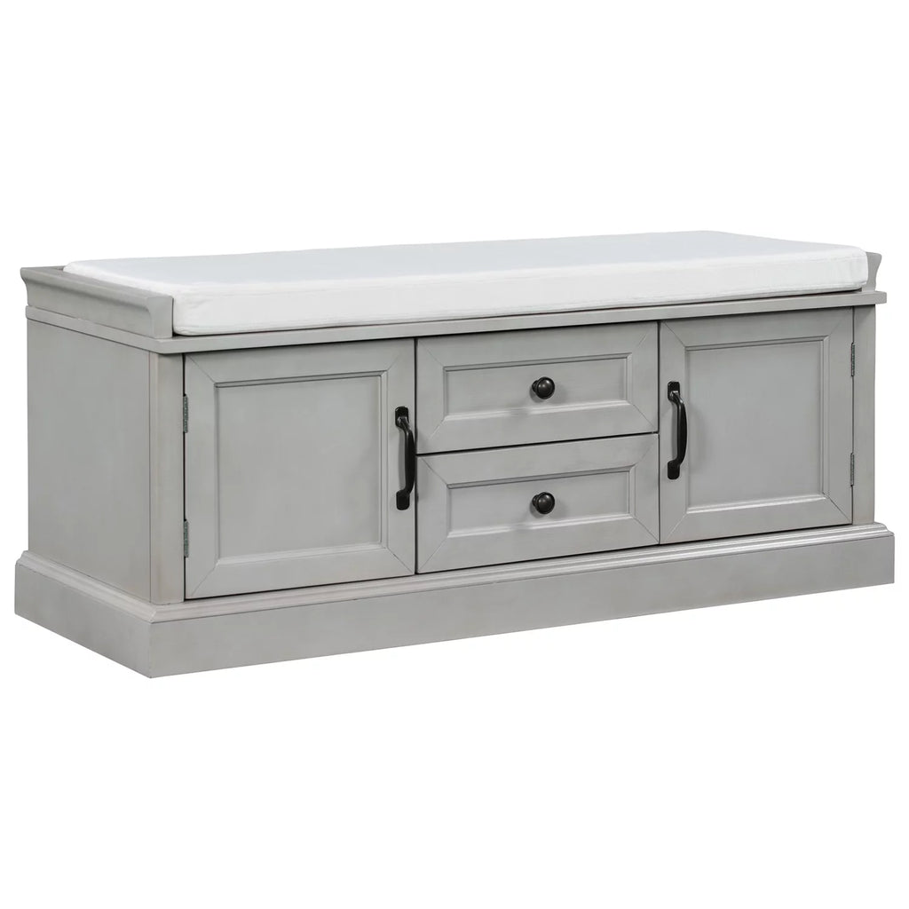 Wooden Storage Bench with 2 Drawers and 2 Cabinets P3184