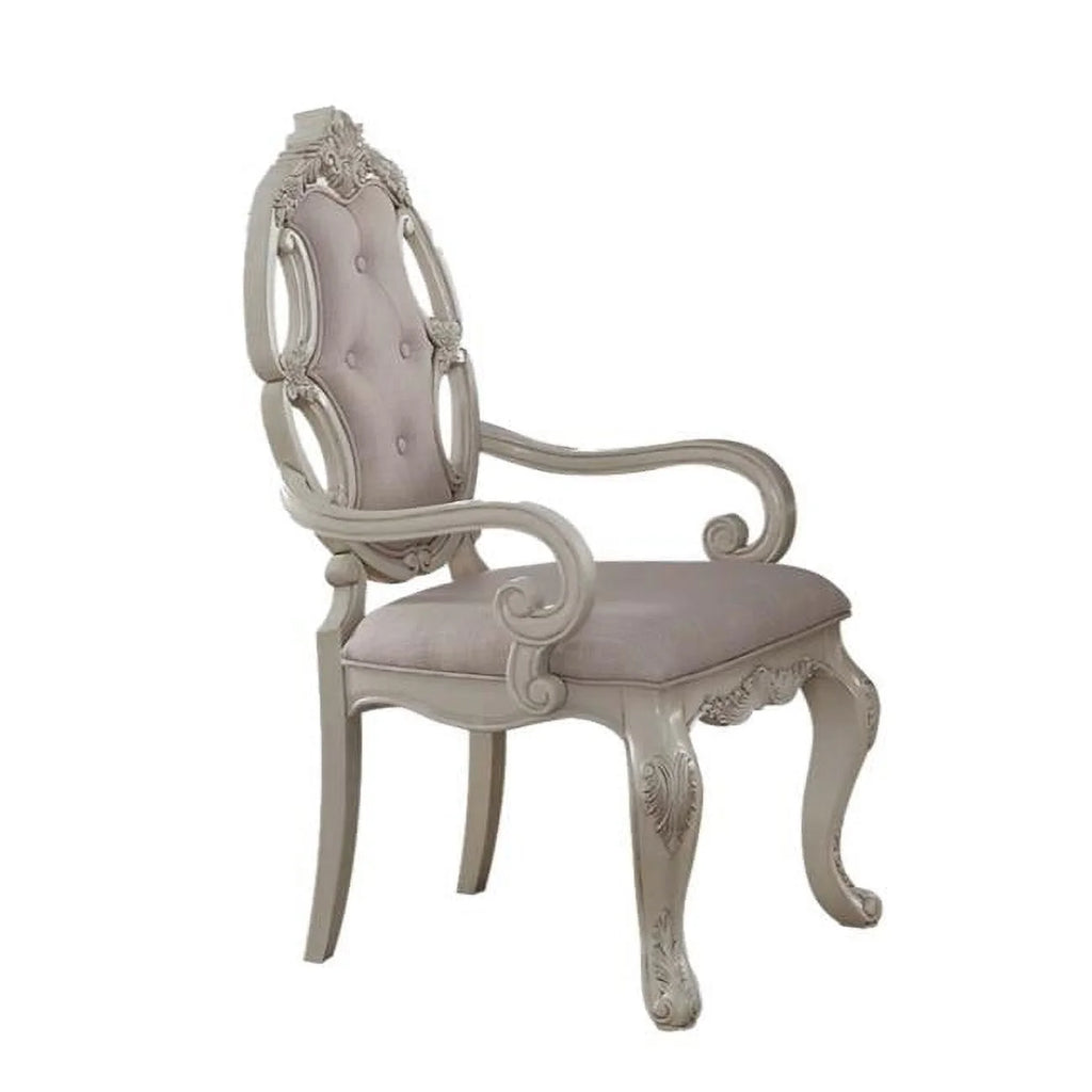 Fabric Upholstered Wooden Arm Chairs Set of Two O54985